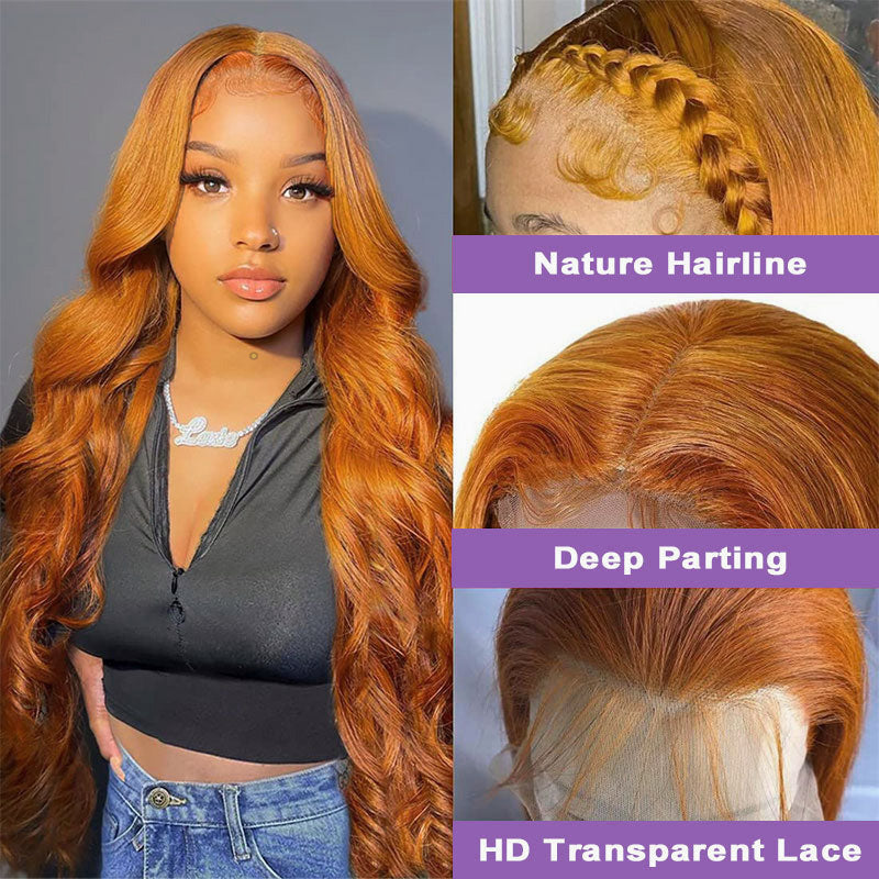 Ginger Wig Body Wave Lace Front Wig Hair Wig 4x4/13x4/13x6 Transparent Lace Front Wig