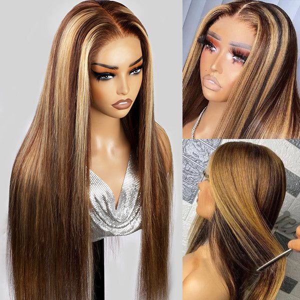 Glueless Tiny Knot Transparent Lace 7x5 Lace Black Straight Wig With Bleached Knots