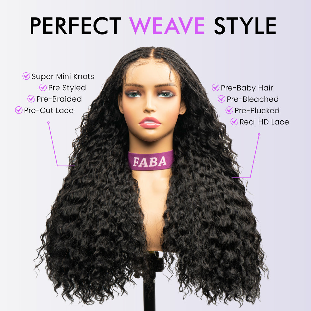 FABA Pre-Braided Goddess Braid 9x6 PreMarting Wear GO Wigs HD Lace Wig Natural Black Wig With Bleached Bye Bye Knots