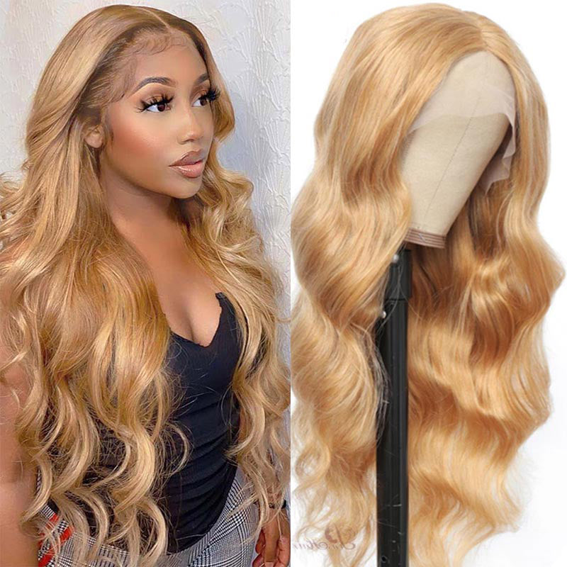 Clear Lace Body Wave 4x4/13x4/13x6 Transparent Lace Front Wigs 180% Density Human Hair For Honey Blonde Color