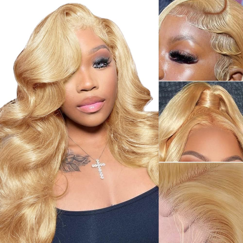 Clear Lace Body Wave 4x4/13x4/13x6 Transparent Lace Front Wigs 180% Density Human Hair For Honey Blonde Color