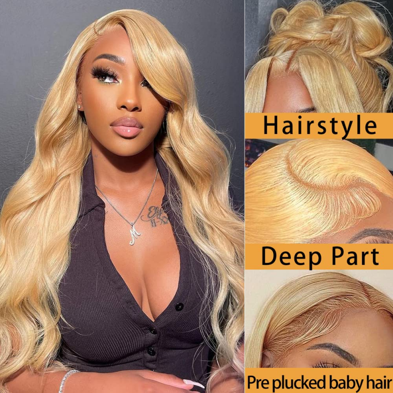 Clear Lace Body Wave 4x4/13x4/13x6 Transparent Lace Front Wigs 180% Density Human Hair For Honey Blonde Color