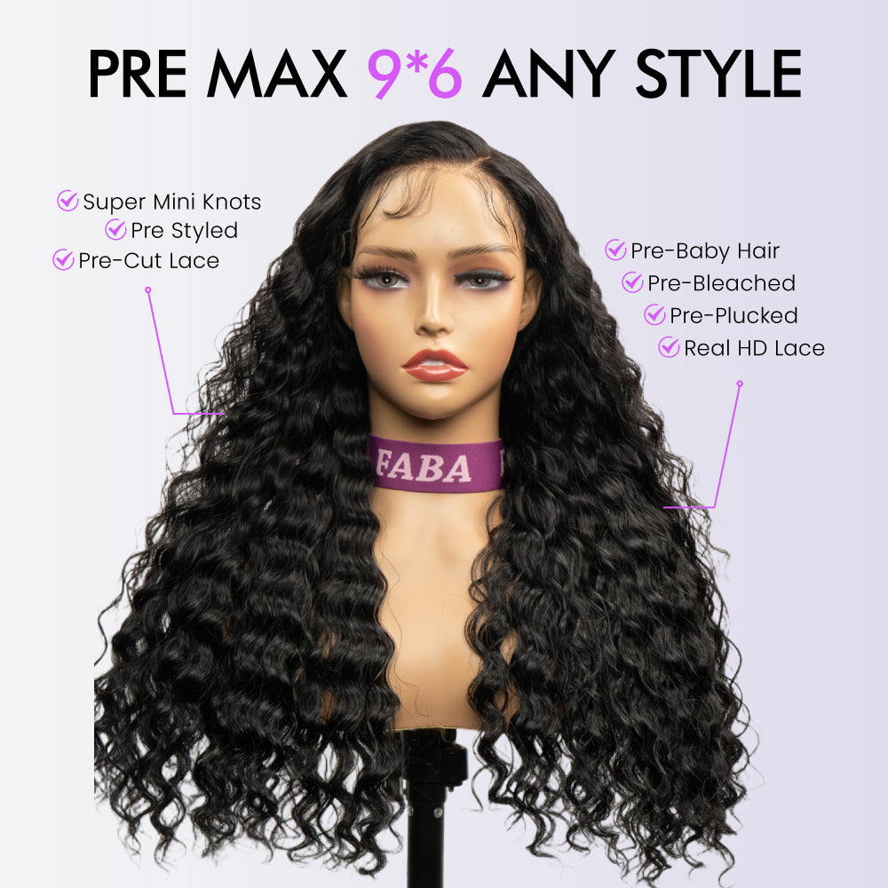 Pre-Styled Part Max 9x6 M-cap Glueless Wig Curly Wigs Pre-Bleached Bye Bye Knots Natural Hairline Wig