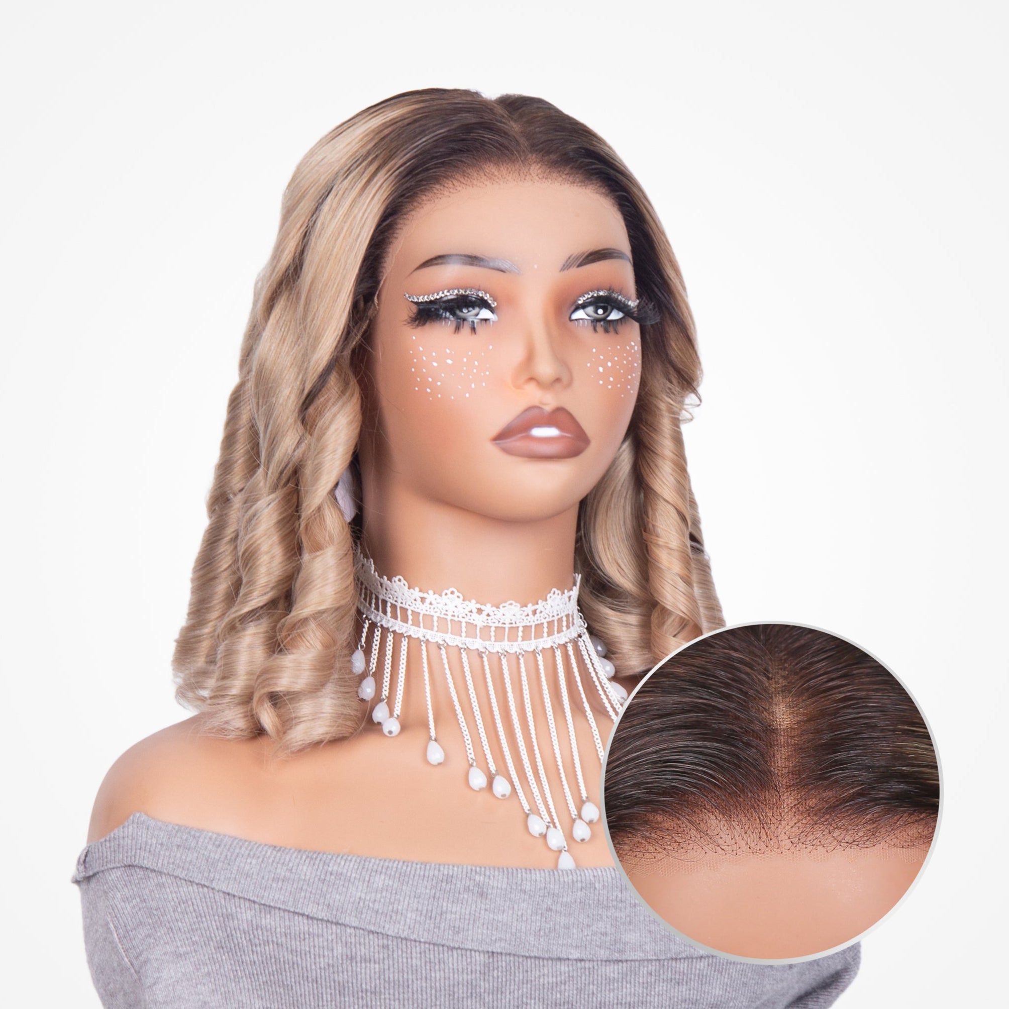 FABA Ash Blonde Ombre Body Wave 9x6 Pre Cut HD Lace Wigs Chocolate Dipped Marshmallow Vibe Wig