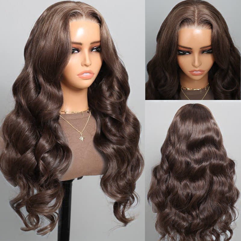 Chestnut Dark Brown Wig Body Wave Wig 4x4/13x4/13x6 Lace 180% Density Human Hair Wig