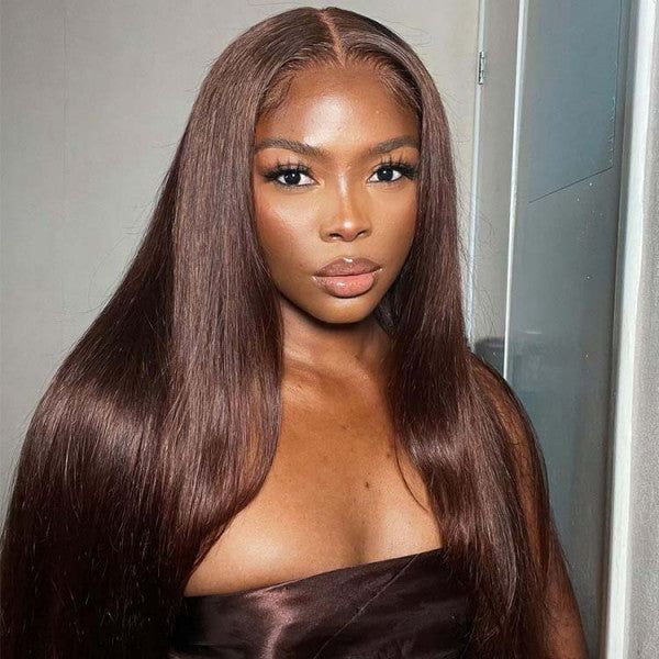 Chocolate Brown Straight Color 4x4/13x4/13x6 HD Lace Front Wigs Fre-Cut Human Hair