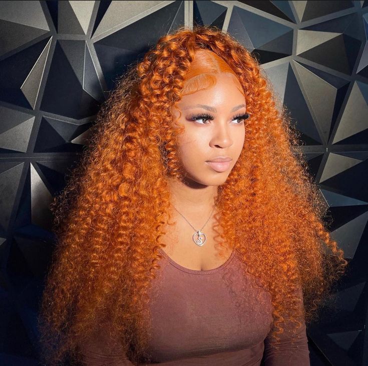 Pre-Cut Lace Wear Go Glueless Wig Ginger Orange Pure Color Curly Breathable