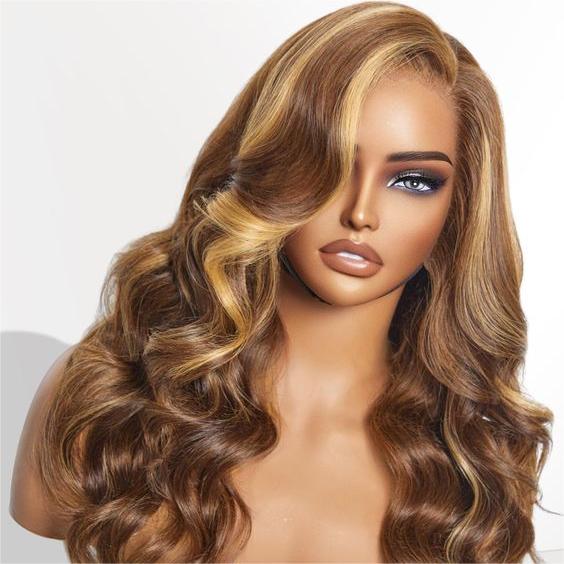 #5/27 Highlight Honey Blonde Wig Highlight Color Body Wave 4x4/13x4/13x6 Lace Wig