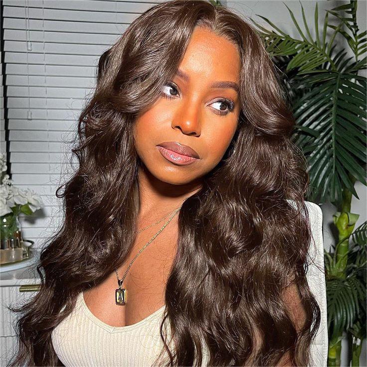 Chestnut Dark Brown Wig Body Wave Wig 4x4/13x4/13x6 Lace 180% Density Human Hair Wig