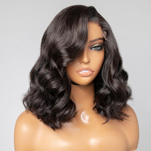 FABA Side Part Bouncy Curly Loose Body Wave Glueless Wig Honey Highlight Hair / Natural Black