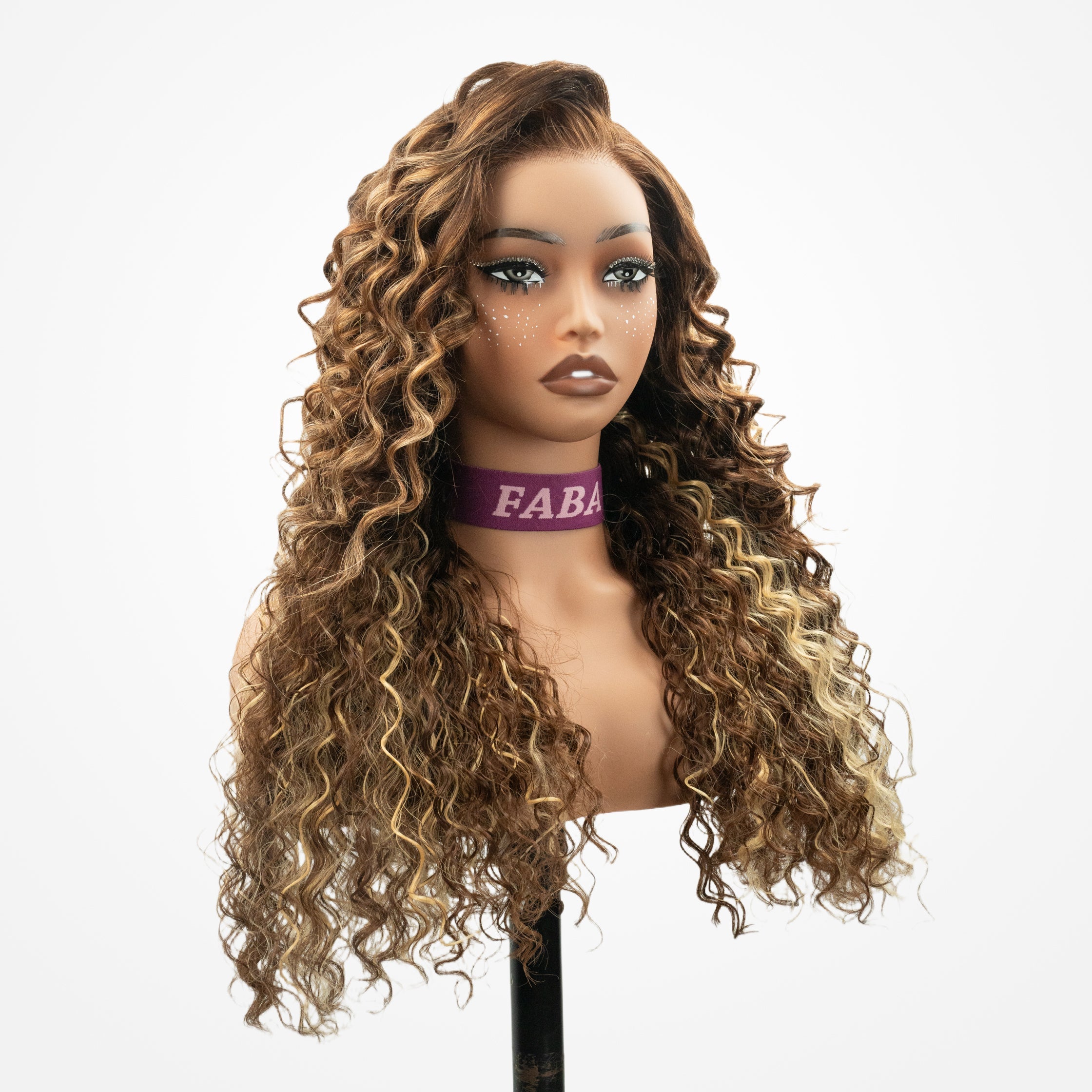 FABA Put On and Go Brown Blonde Highlight Glueless Wig 7x5 Pre Cut Lace Wig 180% Density Wig