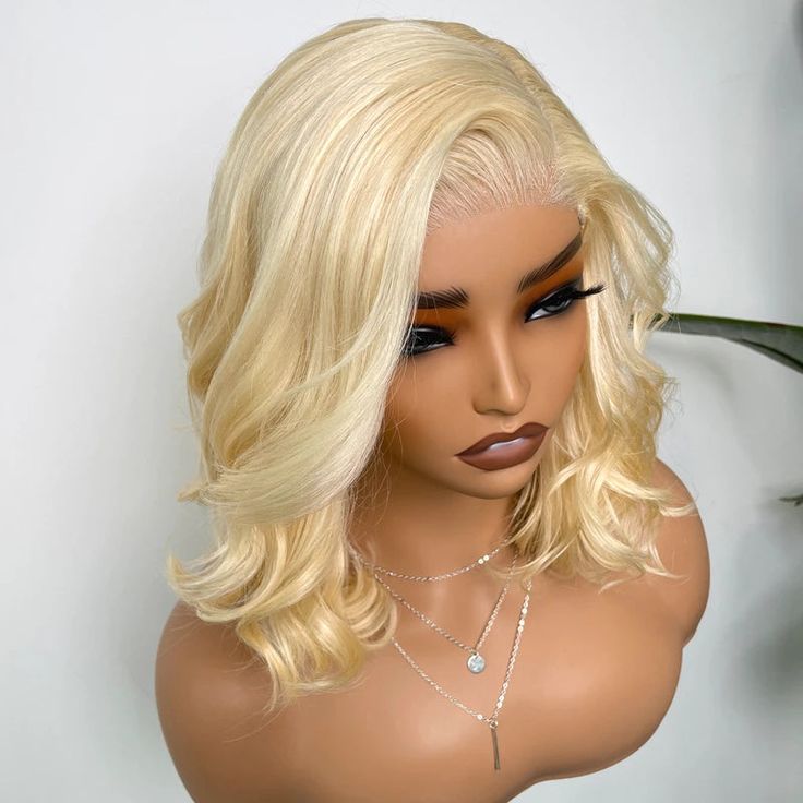 FABA Pre-Styled Blonde 613 Layer Cut Body Wave Bob Glueless Wig Human Hair Wig