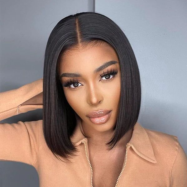 Glueless Wigs Black Wig Pre-Cut Lace 4x4 Closure/13x4 Lace Front Wig Straight Bob Wig Upgrade HD Lace