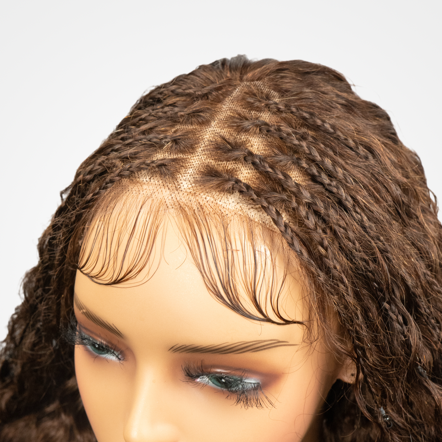 FABA 7x5 Lace Put On Go Pre-Braided Goddess Braid Brown Glueless Wigs Transparent Lace Wig Bleached Tiny Knots With Baby Hair