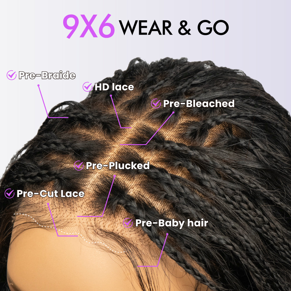 FABA Mermaid Braids Pre-Braided PreMarting 9x6 HD Lace Wig Wear GO Wigs With Bleached Bye Bye Knots