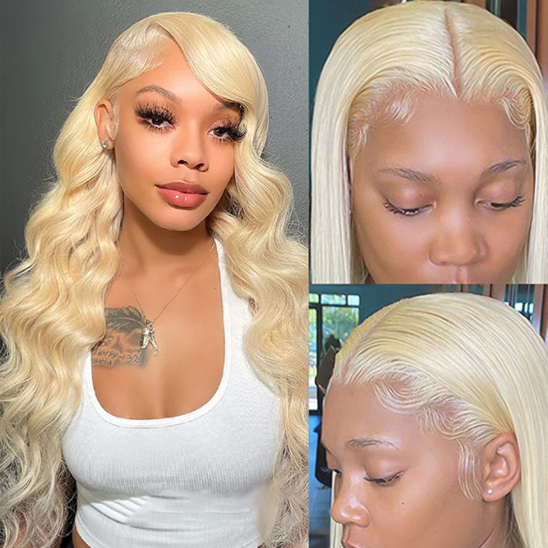 613 Blonde Wig Body Wave Wig 360 Transparent Lace Front Wigs 180% Density