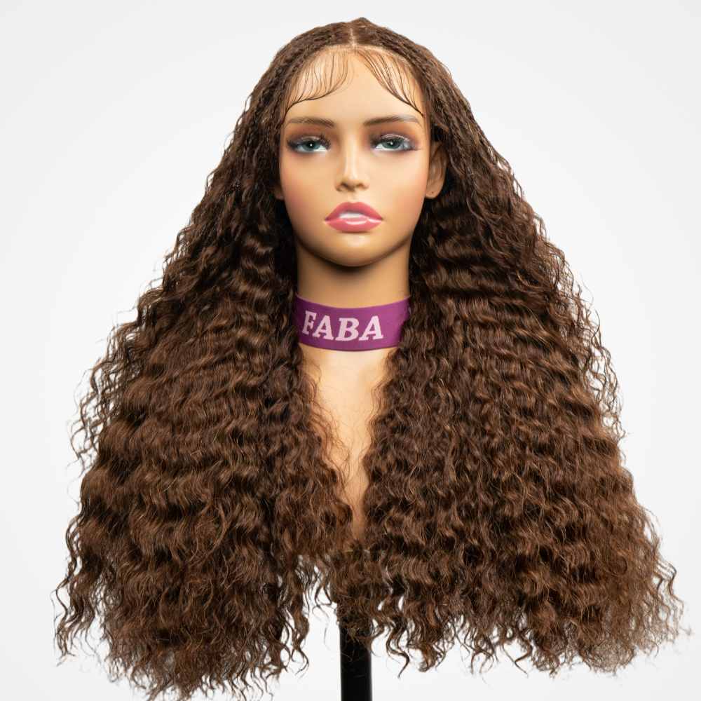 FABA 7x5 Lace Put On Go Pre-Braided Goddess Braid Brown Glueless Wigs Transparent Lace Wig Bleached Tiny Knots With Baby Hair