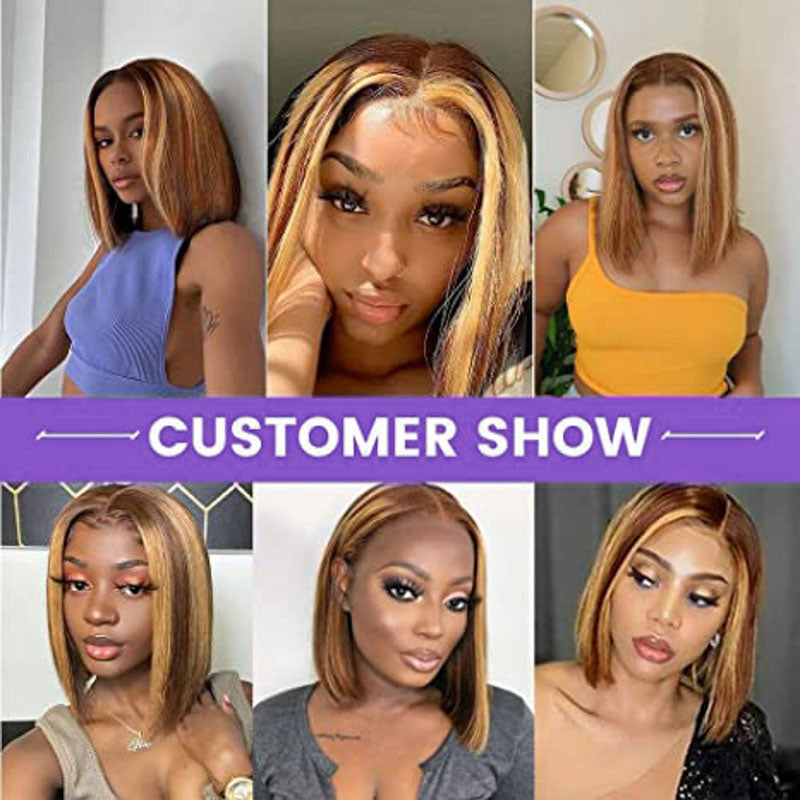 1B/27 Straight Wih Short Bob Wig HD Lace Front Wigs 180% Density Wig 13x4 Lace Front Wig