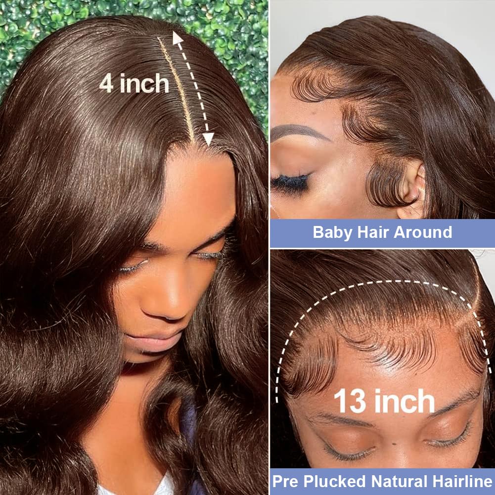 Pre-Cut Lace Wear Go Glueless Wig Dark Brown Pure Color Body Wave Breathable