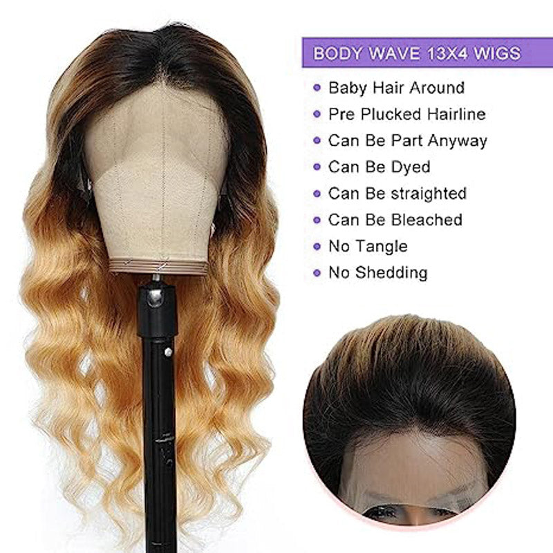 Ombre Color Wig Body Wave Wig 4×4/13×4/13×6 HD lace 180% Density Human Hair Wig