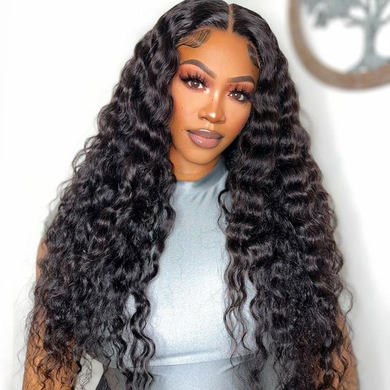 Glueless Wigs Natural Black Super Bouncy Loose Curly Transparent Lace Front Wigs