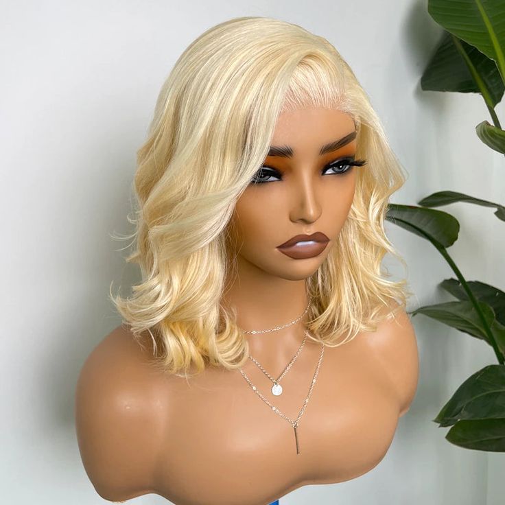 FABA Pre-Styled Blonde 613 Layer Cut Body Wave Bob Glueless Wig Human Hair Wig