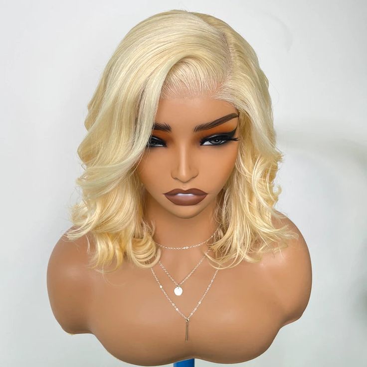 FABA Pre-Styled Blonde 613 Layer Cut Body Wave Bob Glueless Wig Human Hair Wig