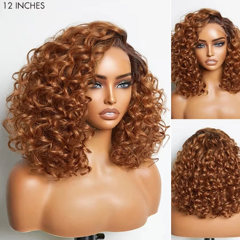 FABA Bouncy Left C Part Ombre Curly Wave Glueless Wig Pre Plucked & Bleached Natural Hairline