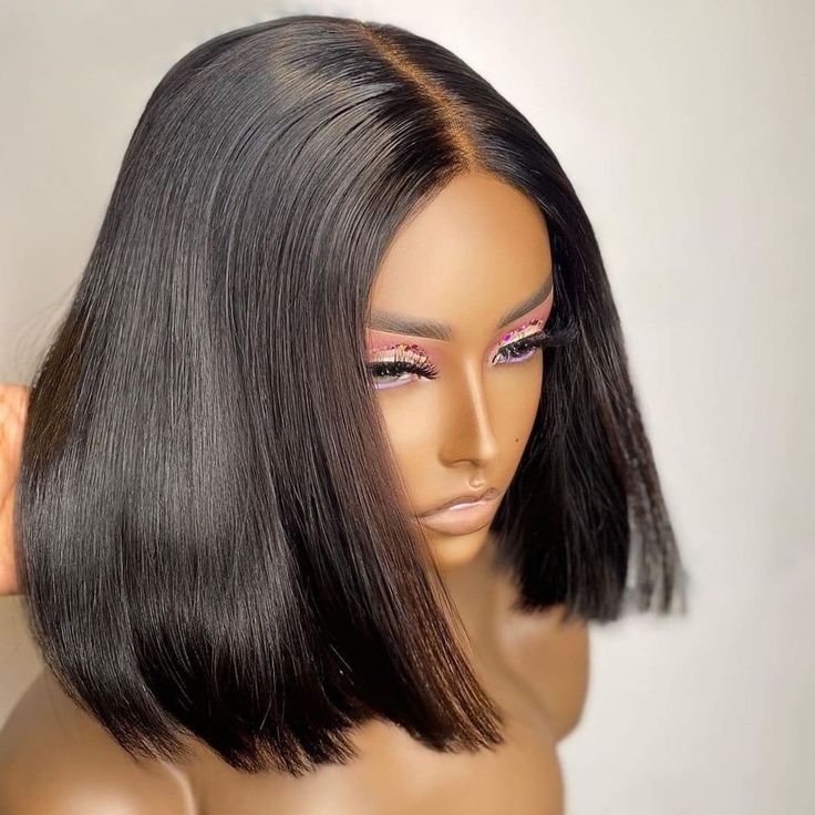 Wear & Go Glueless Wig Black Straight Bob 13x4 Lace Wigs With Breathable Cap