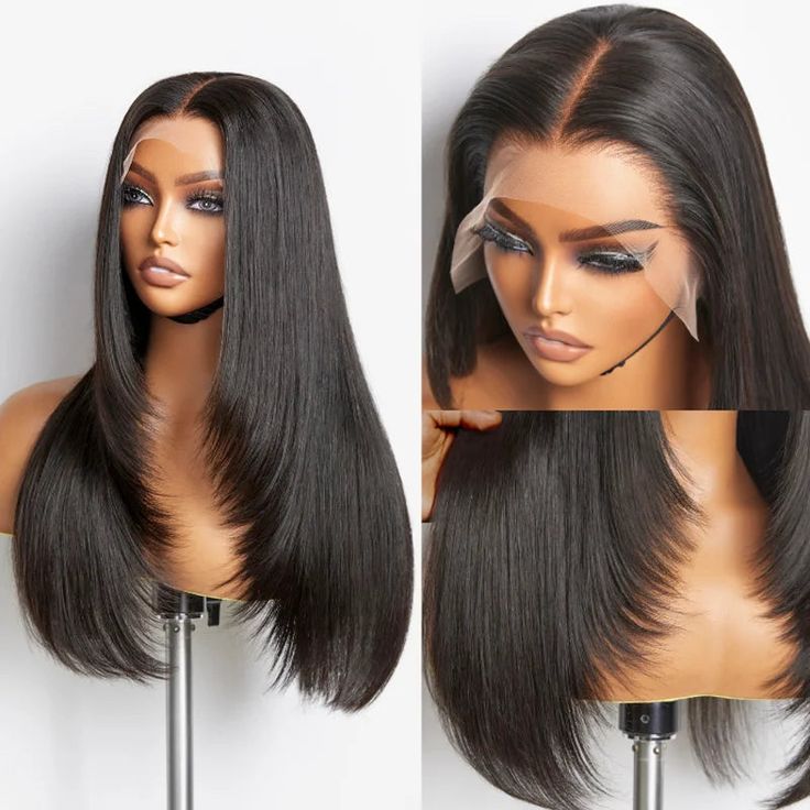 FABA Pre-Styled Layer Cut Glueless Wig Straight Pre-Bleached Pre-plucked