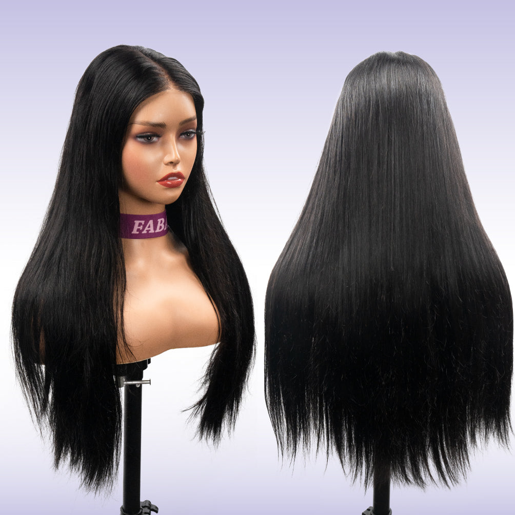 FABA Pre-Style Straight Wigs Part Max 9x6 Pre-Bleached Black Color Bye Bye Knots Glueless Wig Natural Hairline Wig