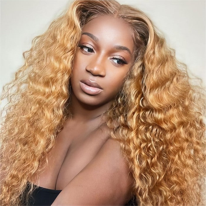 #27 Honey Blonde Wig Curly Wig 4x4 Closure/13x4/13x6 Lace Front Wig Human Hair Wig