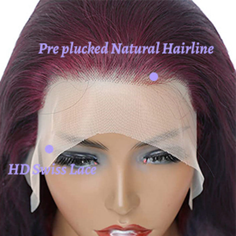 Deep Purple Pure Color New Arrival Straight wig 180% Density 13x4 Transparent Frontal HD Lace Wig