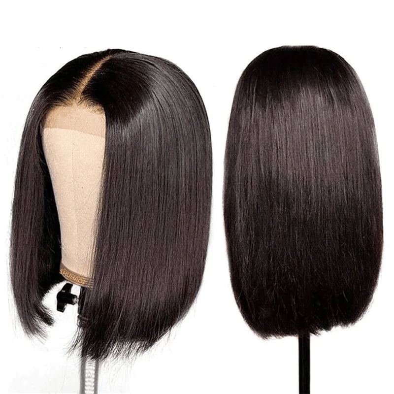 Glueless Wigs Black Wig Pre-Cut Lace 4x4 Closure/13x4 Lace Front Wig Straight Bob Wig Upgrade HD Lace