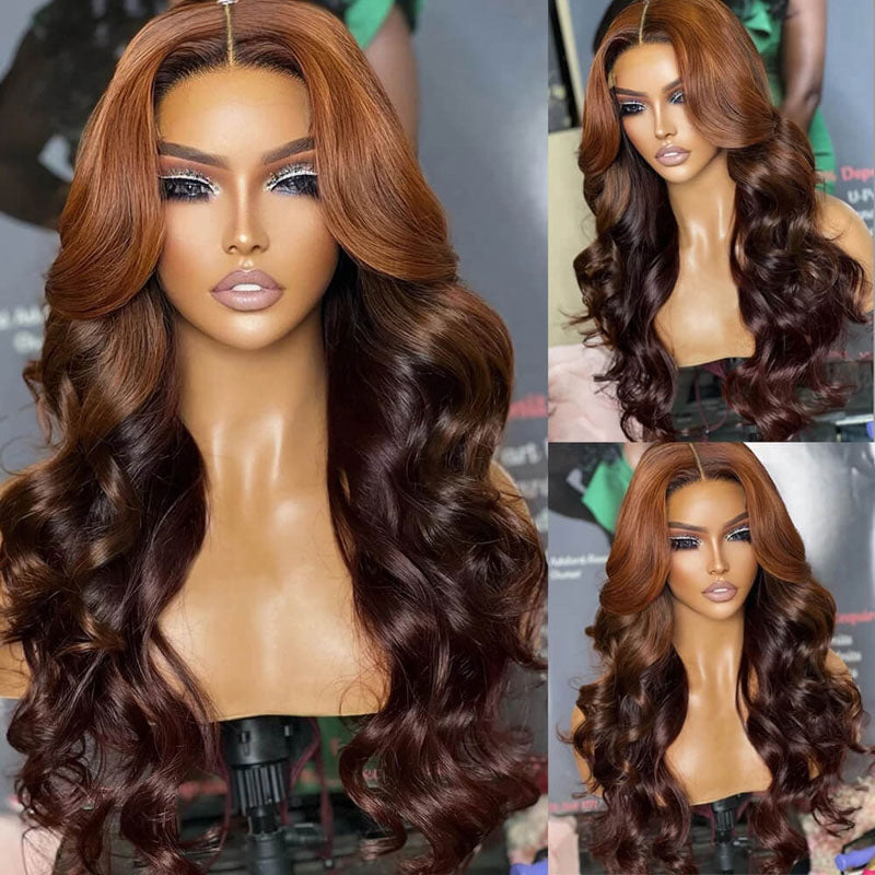 New H30/4 Brown Dark Color Body Wave Wig 180% Density Human Hair Wig