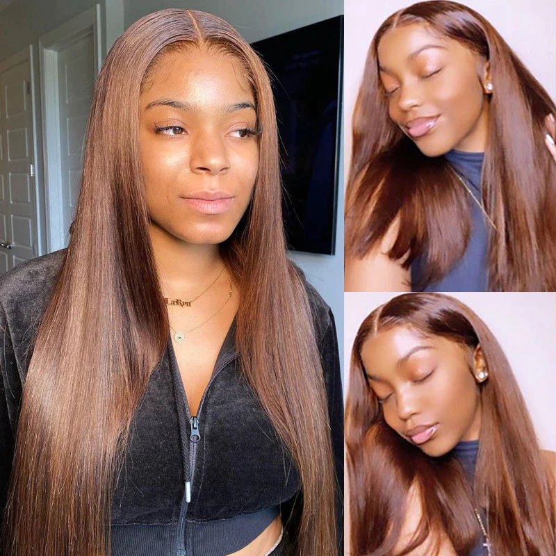 Chocolate Brown Straight Color 4x4/13x4/13x6 HD Lace Front Wigs Fre-Cut Human Hair