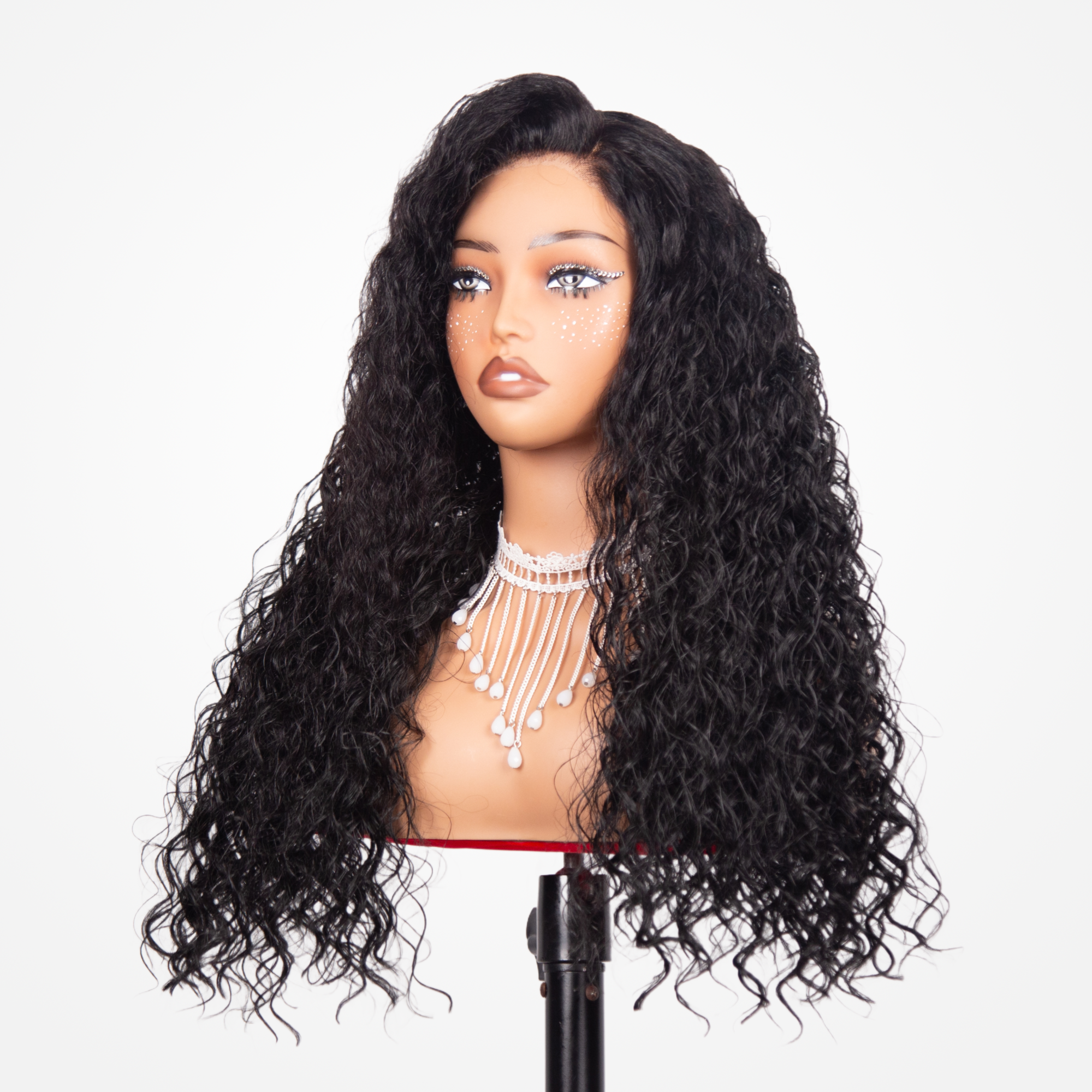 Put On Go CPart 7x5 Transparent Lace Pre-Styling Fashion Black Curly Hair Blended Wig