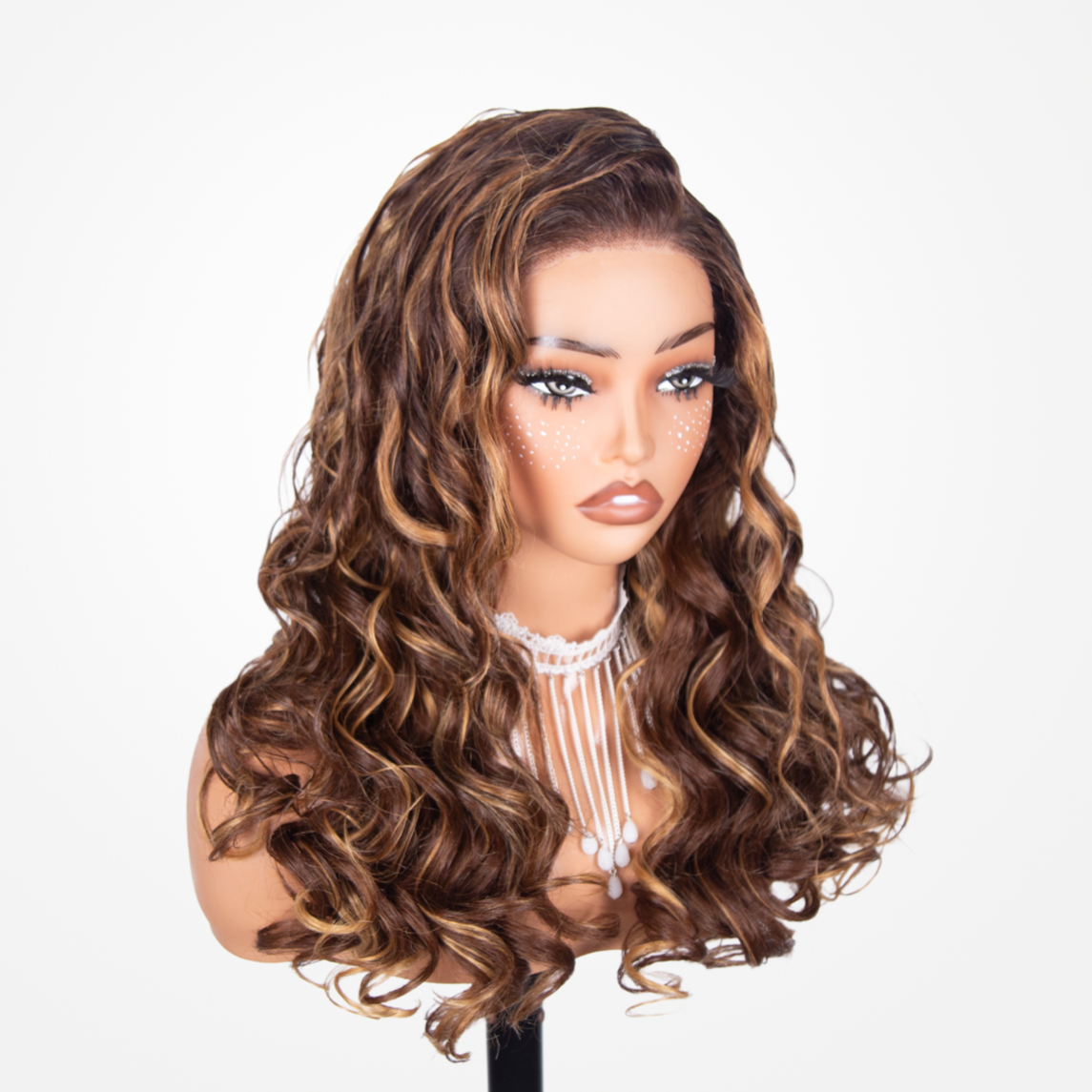 Put On Go Fashion Brown and Bloned Color Pre C-part 7x5 Transparent Lace Pre-Styling Body Wave Hair Blended Wig