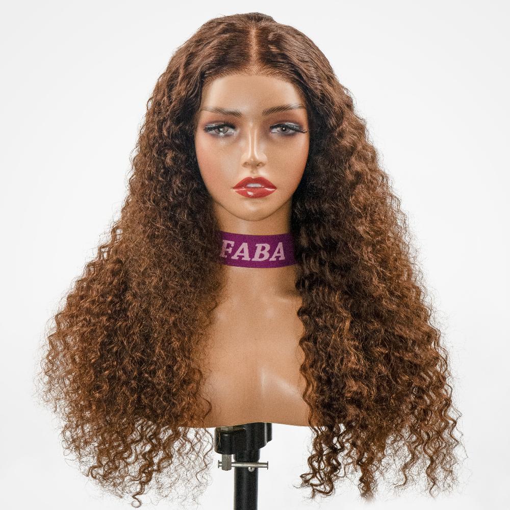 FABA 9x6 HD Lace Pre-Bleached Bye Bye Knots Glueless Wig Pre-Style Chocolate Curly Wigs Natural Hairline Wig