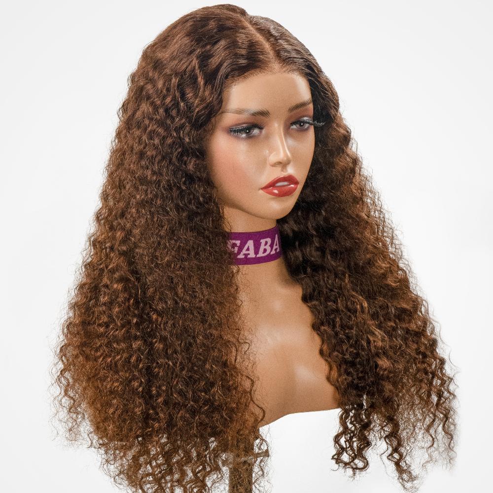 FABA 9x6 HD Lace Pre-Bleached Bye Bye Knots Glueless Wig Pre-Style Chocolate Curly Wigs Natural Hairline Wig