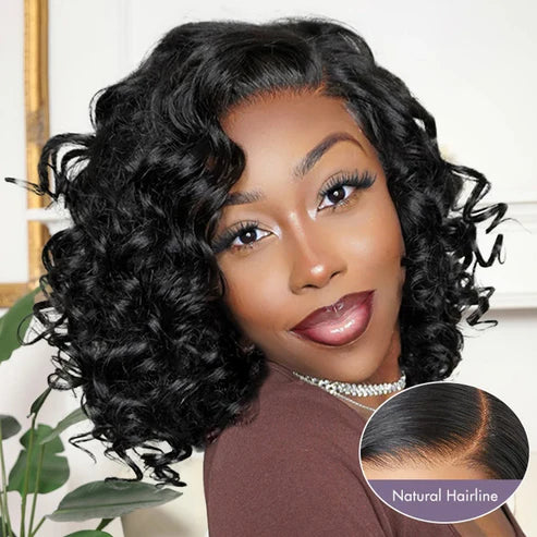 FABA Bouncy Left C Part Ombre Curly Wave Glueless Wig Pre Plucked & Bleached Natural Hairline