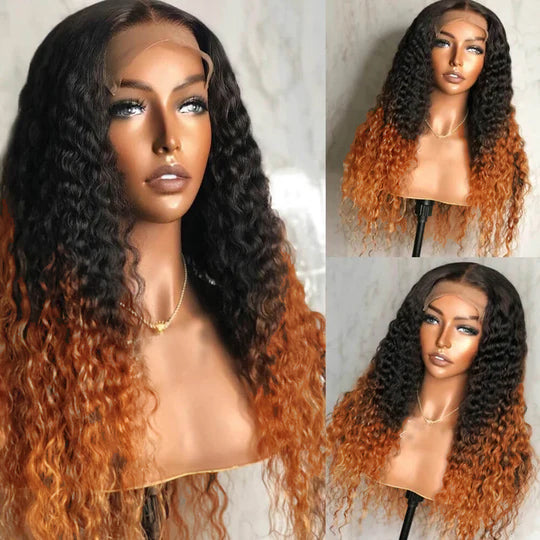 T1B/30 Ombre Wig Curly Wig 150% Density 4*4/13*4/13*6 Lace Front Wig 100% Human Hair Wig