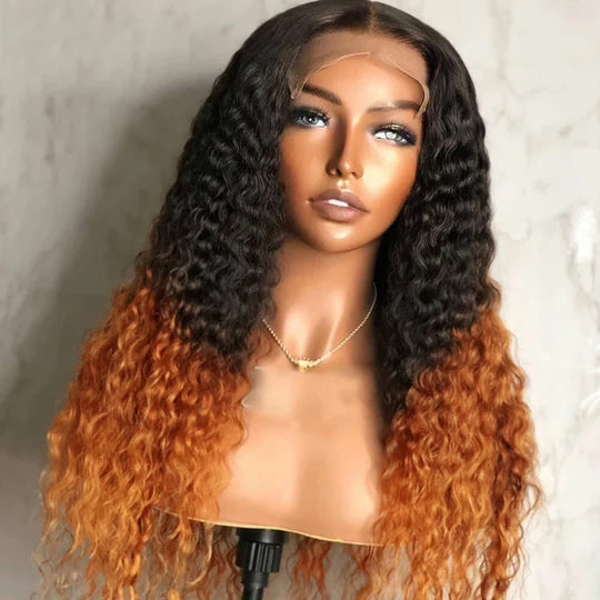 T1B/30 Ombre Wig Curly Wig 150% Density 4*4/13*4/13*6 Lace Front Wig 100% Human Hair Wig