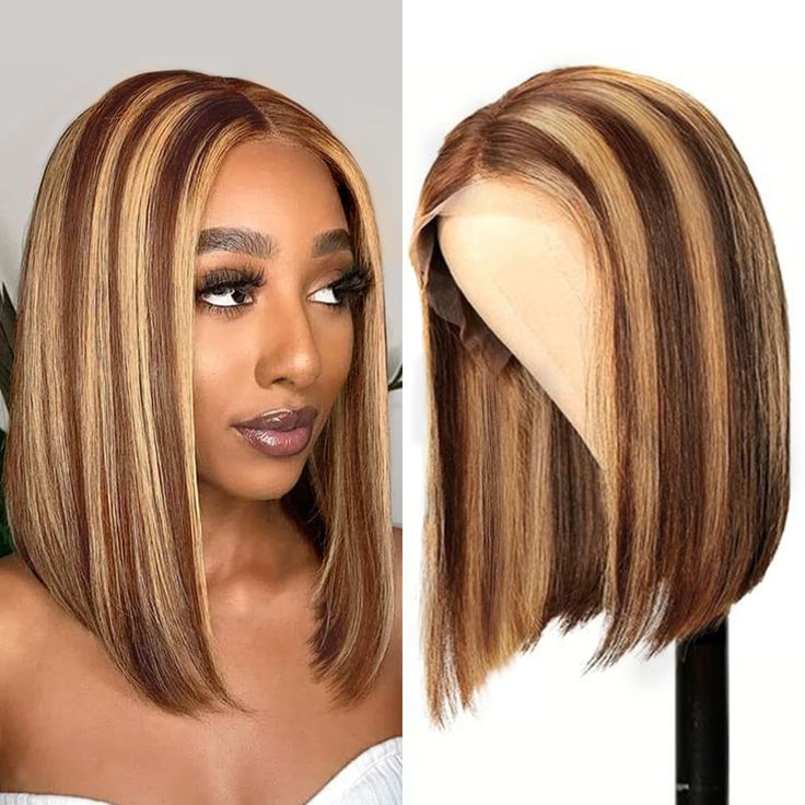 FABA Put On Go Highlight Color Silky Blunt Cut Glueless Wig Human Hair Wig