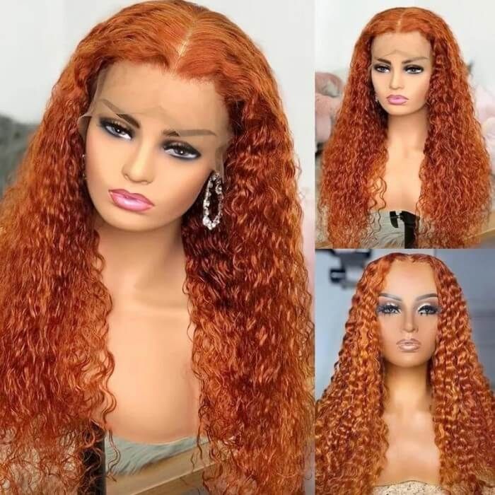 Ginger Color Wig Curly Wig 180% Density 4*4/13*4/13*6 Lace Front Wig