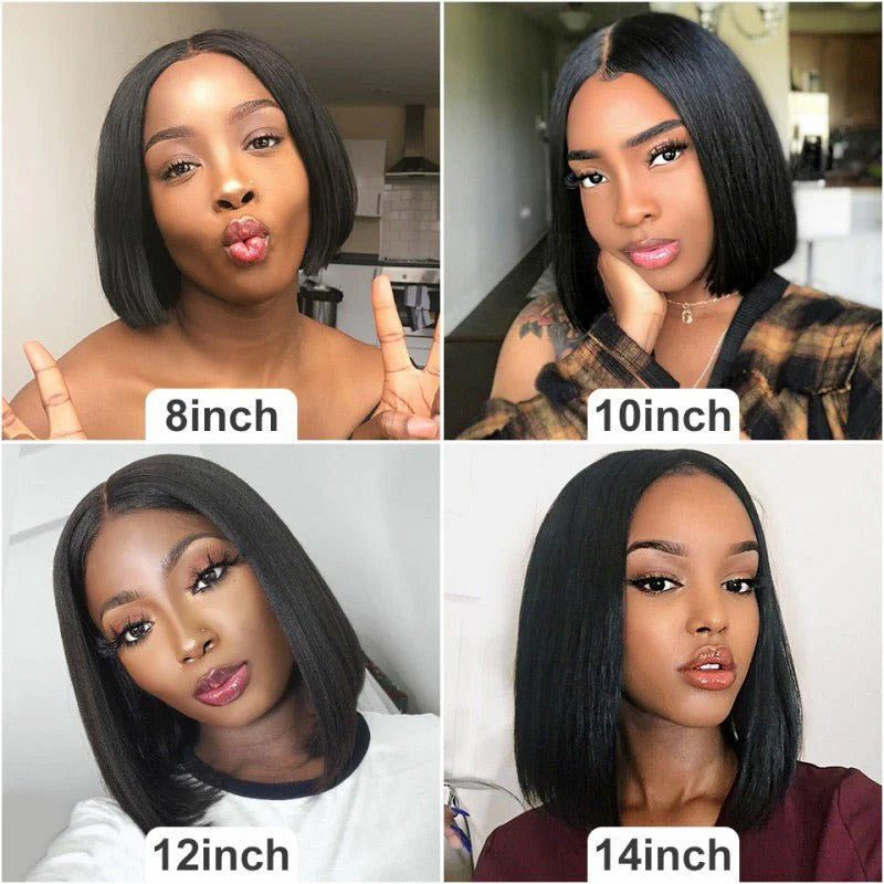 Glueless Wigs Black Wig Pre-Cut Lace 4x4 Closure/13x4 Lace Front Wig Straight Bob Wig Upgrade HD Lace