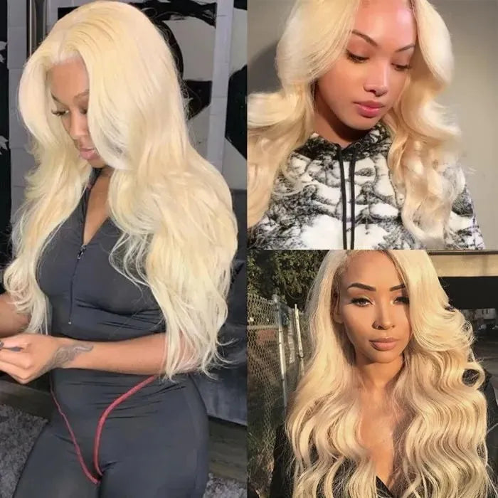 613 Blonde Wig Body Wave Wig 360 Transparent Lace Front Wigs 180% Density