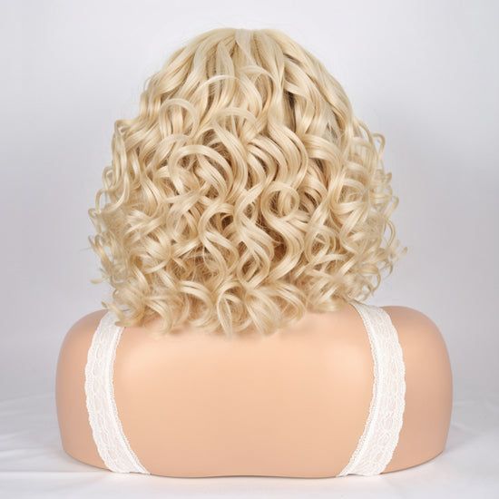 Glueless Wigs #613 Blonde Short Wavy Wigs C part HD Lace Front Bob Wigs