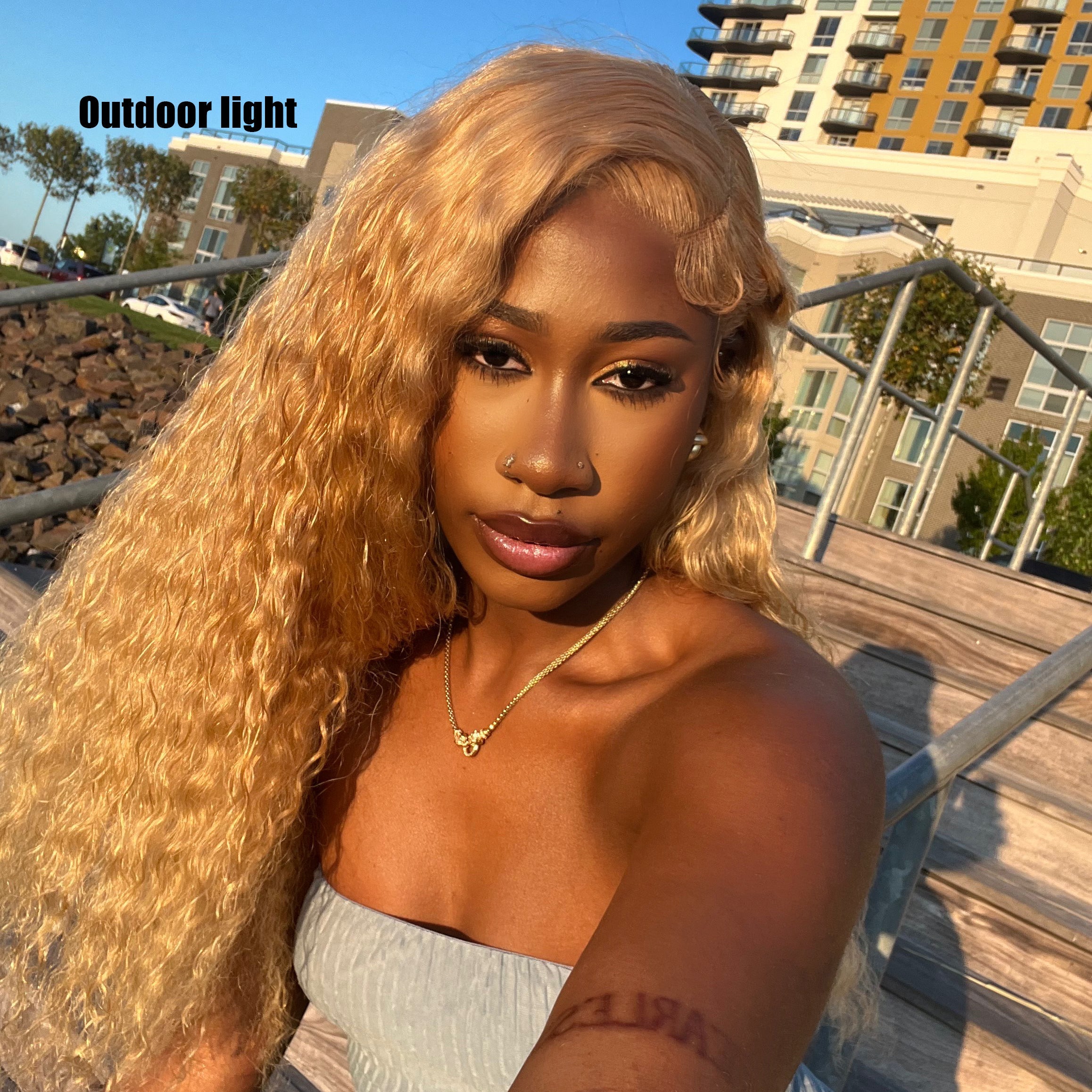 FABA 7x5 Transparent Lace Wig #27 Honey Blonde Wig Curly Wig 3D Dome Cap Pre-Bleached Natural Hair