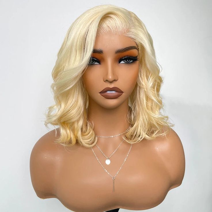 FABA Pre-Styled Blonde 613 Layer Cut Body Wave Bob Glueless Wig Human Hair Wig